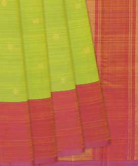 Green Handloom Kanchipuram Silk Saree With Annam Chakaram Motifs