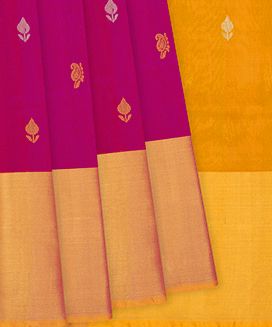 Hot Pink Handloom Uppada Silk Saree With Mango Motifs
