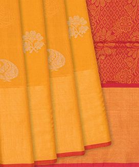 Mango Yellow Handloom Uppada Silk Saree With Mango Motif