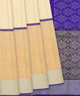 Cream Handloom Uppada Silk Saree With Stripes
