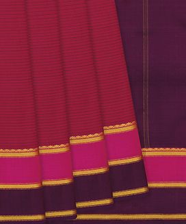 Crimson Handloom Kanchipuram Silk Saree With Stripes