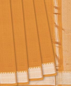 Orange Handloom Mangalagiri Cotton Saree With Stripes