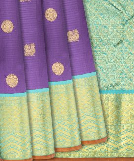 Lilac Handloom Kanchipuram Korvai Silk Saree With Annam Motifs
