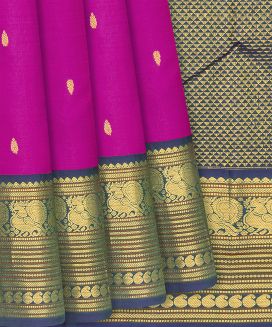 Pink Handloom Kanchipuram Korvai Silk Saree With  Floral Motifs 