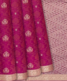 Pink Kanchipuram Silk Saree Floral Motifs
