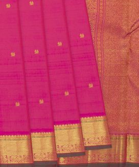 Pink Handloom Kanchipuram Silk Saree With Annam Motifs
