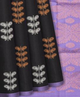 Black Soft Silk Saree With Floral Motifs
