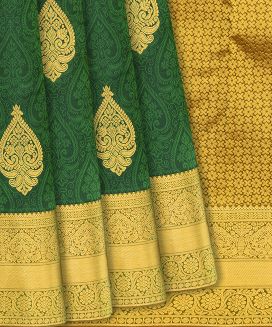 Green Kanchipuram Silk Saree With Floral Motifs
