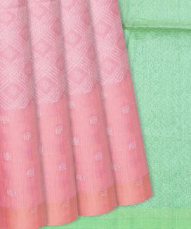 Baby Pink Handloom Soft Silk Saree With Diamond Motifs
