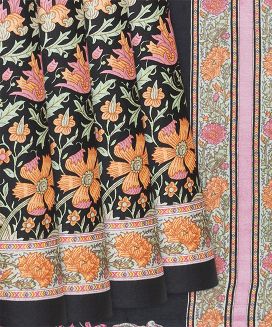 Black Woven Silk Saree With Digital Printed Motifs
