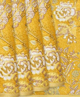 Yellow Woven Silk Saree With Digital Printed Motifs
