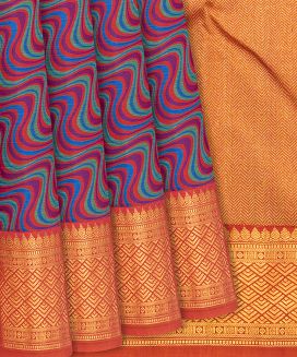 Multi Colour Handwoven Varnajalam Silk Saree With Abstract Motifs
