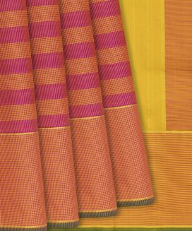 Pink Handloom Kanchipuram Silk Saree With Silk Checks

