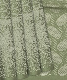 Shadow Green Handloom Soft Silk Saree With Jaal Motifs
