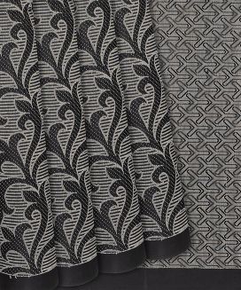 Black Handloom Soft Silk Saree With Vine Motifs
