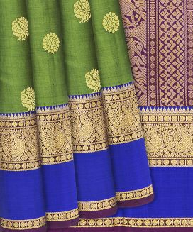Green Handloom Soft Silk Saree With Annam Motifs
