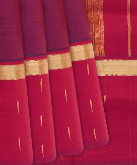 Red Handwoven Kanchipuram Silk Saree With Jasmine Bud Motifs
