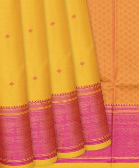 Yellow Soft Silk Saree With Diamond Motifs
