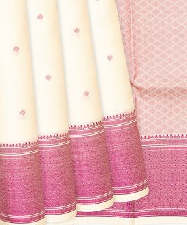 Cream Soft Silk Saree With Diamond Motifs
