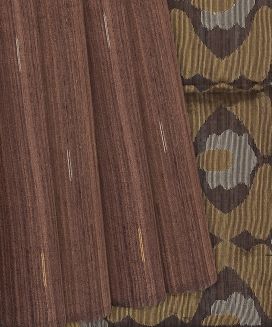 Brown Handloom Jute Saree With Stripe Buttas
