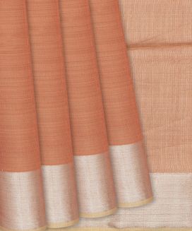 Rust Handloom Silk Cotton Saree With Zari Border
