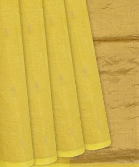 Yellow Handloom Linen Cotton Saree With Droplet Motifs
