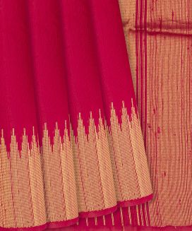Pink Handloom Dupion Silk Saree With Combtooth Border
