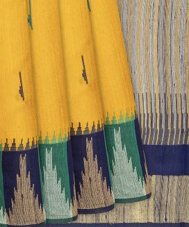 Yellow Handloom Dupion Silk Saree With Jasmine Bud Motifs
