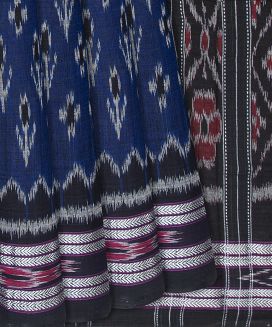 Blue Handloom Orissa Cotton Saree With Tie & Dye Motifs
