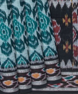 Cyan Handloom Orissa Cotton Saree With Tie & Dye Motifs

