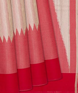 Red Woven Dupion Silk Saree With Rising Border
