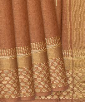 Brown Woven Tussar Silk Saree With Coin Motifs
