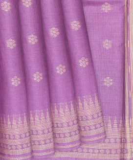 Lavender Woven Tussar Silk Saree With Kamalam Motifs
