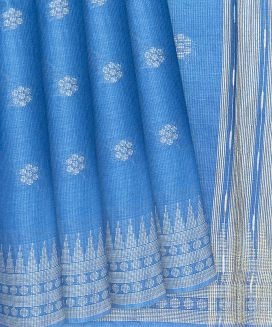 Blue Woven Tussar Silk Saree With Kamalam Motifs
