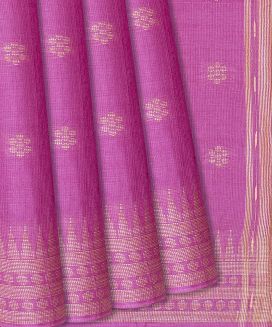 Pink Woven Tussar Silk Saree With Kamalam Motifs
