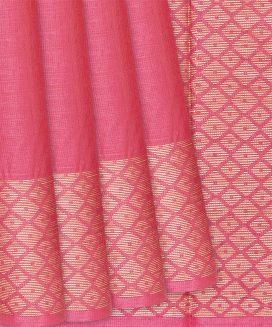 Bubble gum Pink Woven Tussar Silk Saree With Diamond Motifs
