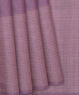 Lilac Handloom Tussar Silk Saree With Square Motifs
