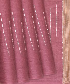 Dusty Pink Woven Tussar Silk Saree With Chevron Stripes
