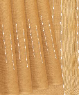 Sandal Woven Tussar Silk Saree With Stripes
