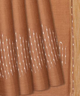 Brown Woven Tussar Silk Saree With Embroidered Motifs
