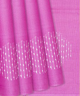 Hot Pink Woven Tussar Silk Saree With Embroidered Motifs
