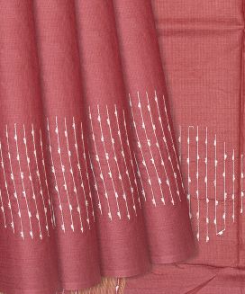 Dusty Pink Woven Tussar Silk Saree With Embroidered Motifs
