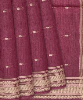 Chestnut Pink Woven Tussar Silk Saree With Button Motifs
