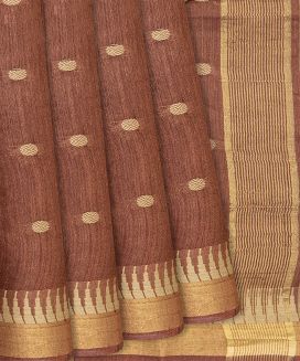 Brown Woven Tussar Silk Saree With Rudraksham Motifs

