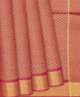 Dusty Pink Woven Tussar Silk Saree With Geometric Motifs
