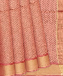 Peach Woven Tussar Silk Saree With Geometric Motifs

