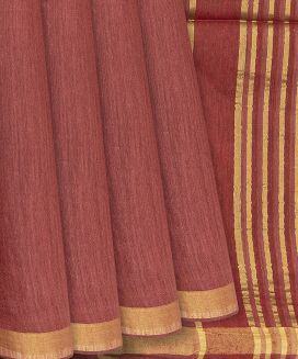 Brown Woven Plain Tussar Silk Saree
