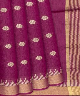 Pink Handwoven Tussar Silk Saree With Floral Motifs
