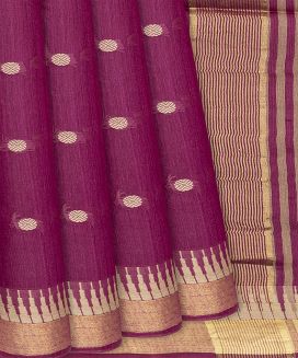 Magenta Handwoven Tussar Silk Saree With Rudraksham Motifs
