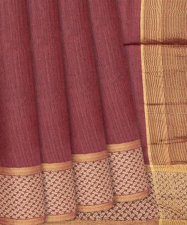 Dusty Pink Woven Tussar Silk Saree With Grain Motifs
